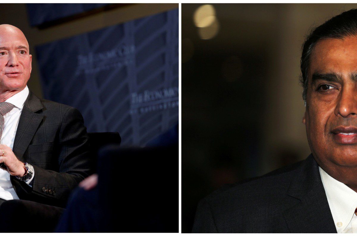 Jeff Bezos e Mukesh Ambani/Reuters