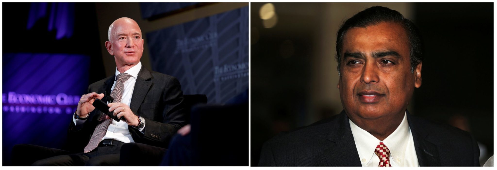 Jeff Bezos e Mukesh Ambani/Reuters