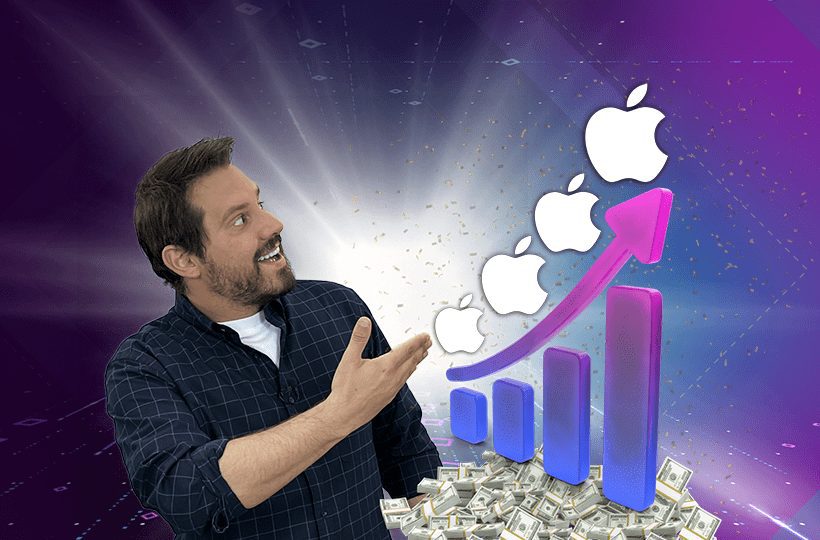 Dony De Nuccio olhando para um gráfico da Apple