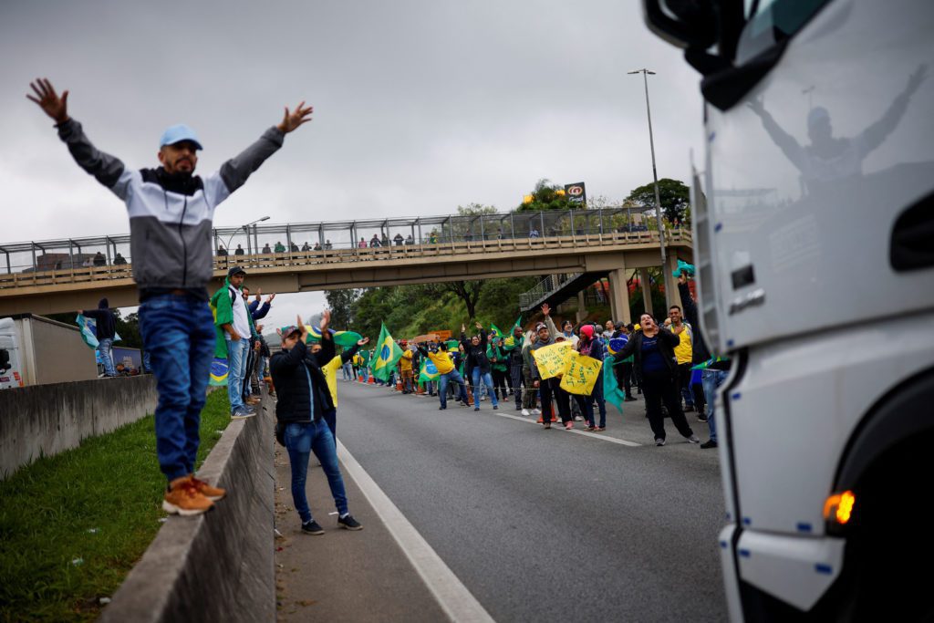Protesto após o segundo turno da eleição presidencial brasileira