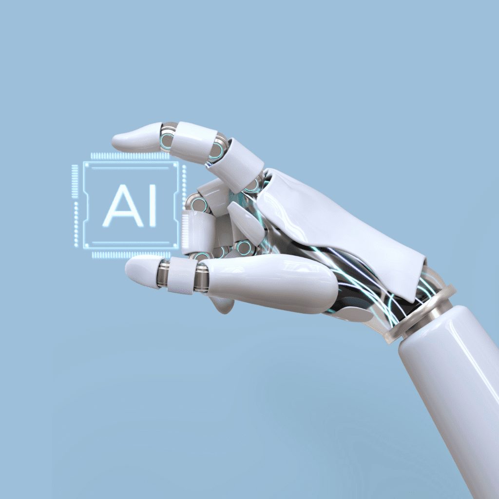 Mão de um robô servindo como um dos exemplos de inteligência artificial