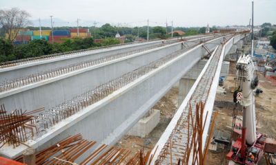 Canteiro de obras da alça de ligação da Ponte Rio-Niterói com a Linha Vermelha. (Foto: Agência Brasil)