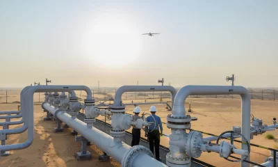 Drone da Aramco sobrevoa o campo de Khurais, na Arábia Saudita