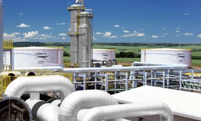 Planta de processamento de moinho industrial de cana-de-açúcar no Brasil; etanol; energia; biocombustivel