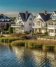 Casas luxuosas à beira-mar com vista para a baía em Rehoboth Beach, Delaware, luxo, beira-mar, casas, baía