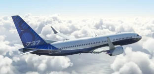 Boeing 737 Max 8 comercial voando, 22 de fevereiro de 2022, São Paulo, Brasil.