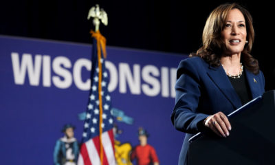 A vice-presidente Kamala Harris em evento de campanha em Milwaukee, Wisconsin, em 23 de julho