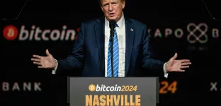 NASHVILLE, TENNESSEE - 27 DE JULHO: O ex-presidente e candidato presidencial republicano de 2024, Donald Trump, faz um discurso de abertura no terceiro dia da conferência Bitcoin 2024 no Music City Center em 27 de julho de 2024 em Nashville, Tennessee. A conferência, que é voltada para entusiastas do bitcoin, apresenta vários espaços de fornecedores e entretenimento e seminários de celebridades e políticos. (Foto de Jon Cherry/Getty Images)