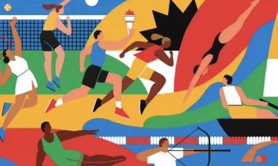 Ilustração representando\ esportes praticados nos Jogos Olímpicos