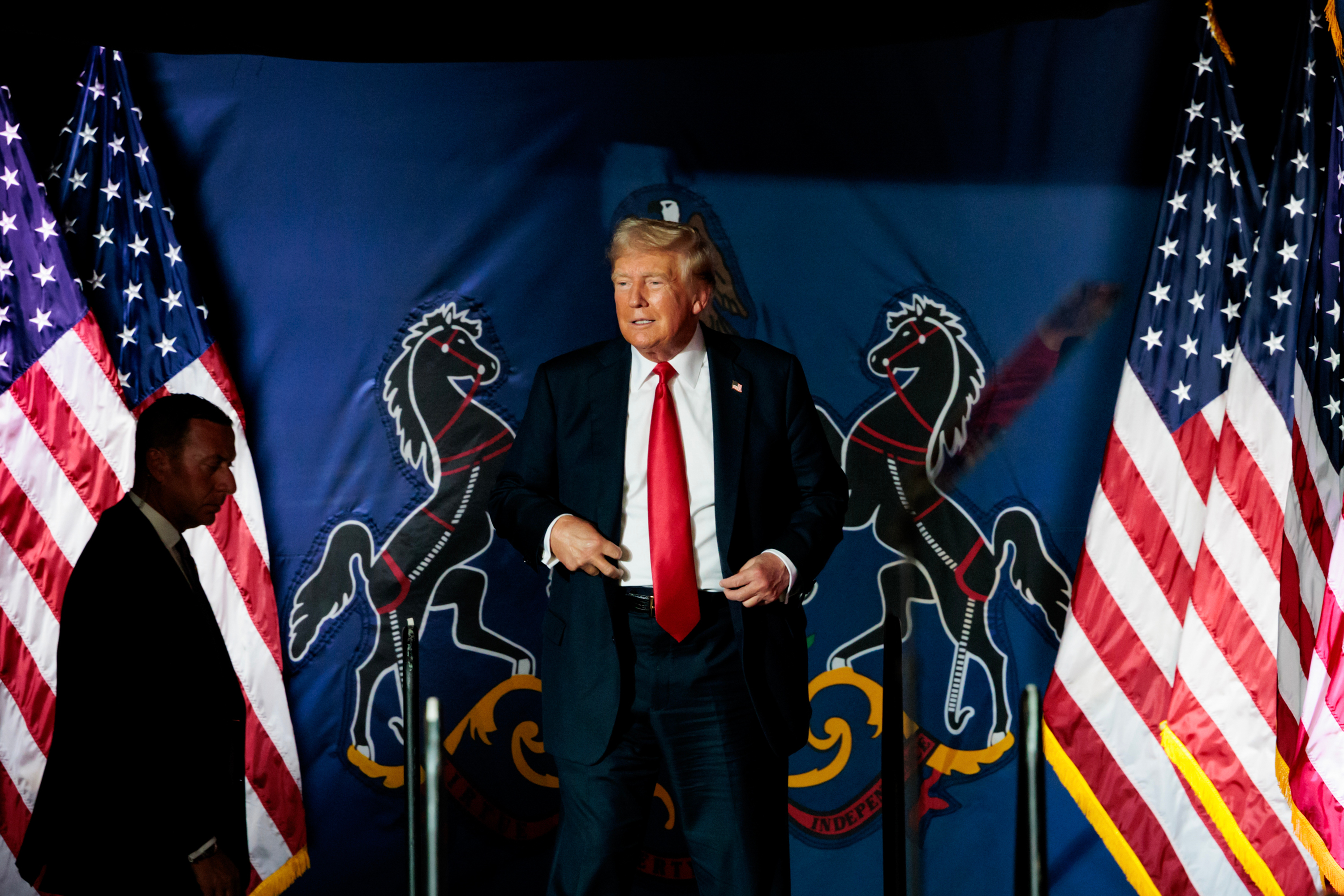 Donaldo Trump durante campanha em Harrisburg, Pennsylvania,