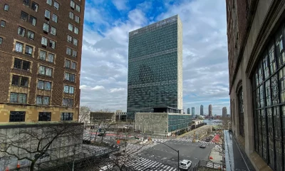 Vista da sede da Organização das Nações Unidas (ONU) em Nova York