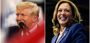 Combinação de fotografias mostra os candidatos à presidência dos EUA Donald Trump e Kamala Harris em eventos de campanha em 2024