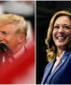 Combinação de fotografias mostra os candidatos à presidência dos EUA Donald Trump e Kamala Harris em eventos de campanha em 2024