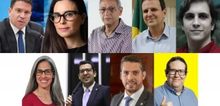 Montagem de fotos com os 9 candidatos à Prefeitura do Rio de Janeiro em 2024