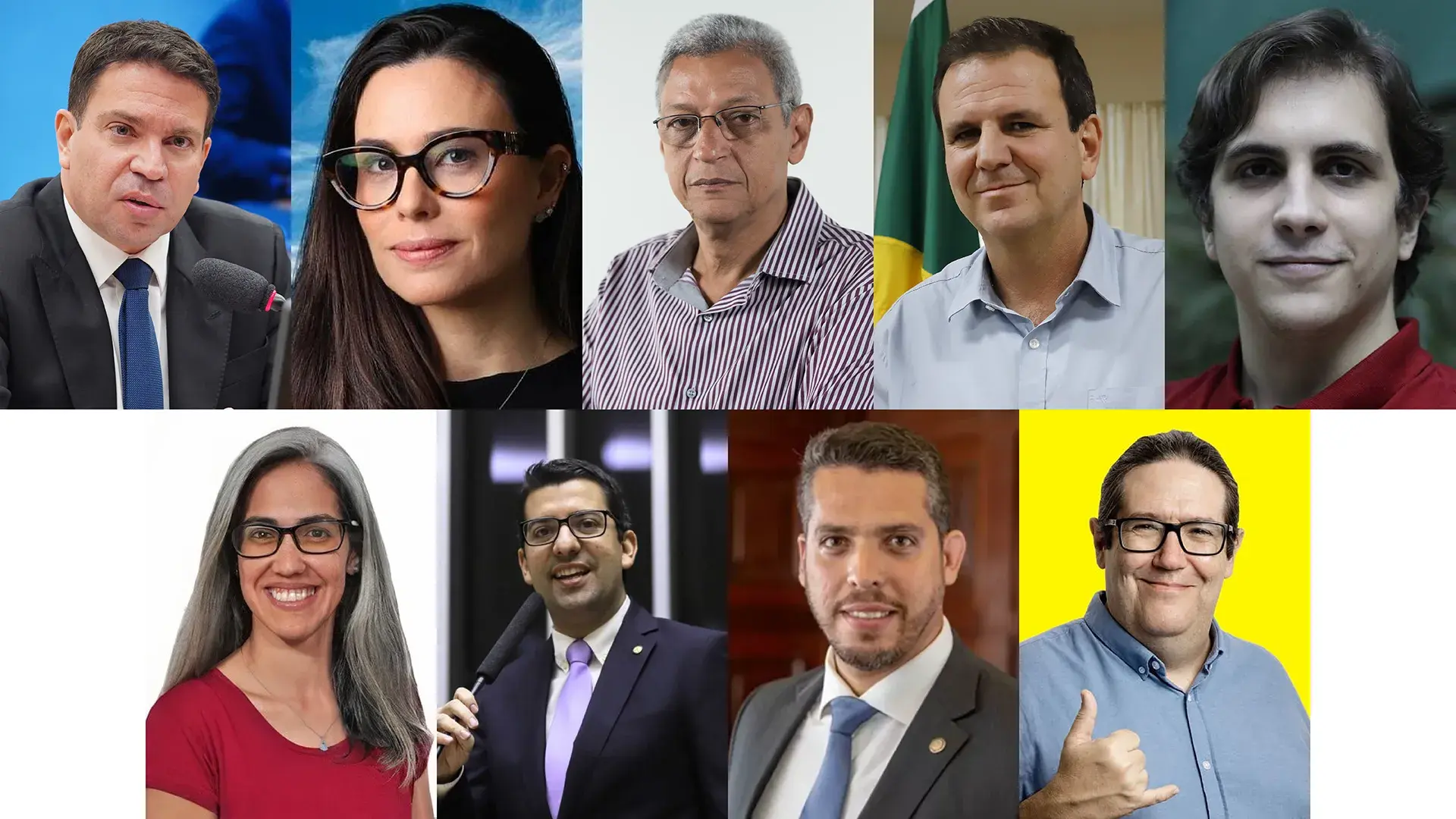 Montagem de fotos com os 9 candidatos à Prefeitura do Rio de Janeiro em 2024