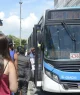 Ônibus da linha 125 de Copacabana, no Rio de Janeiro, oferecendo transporte gratuito a eleitores