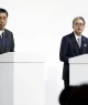 CEO da Nissan Makoto Uchida, à esquerda, e o CEO da Honda Toshihiro Mibe